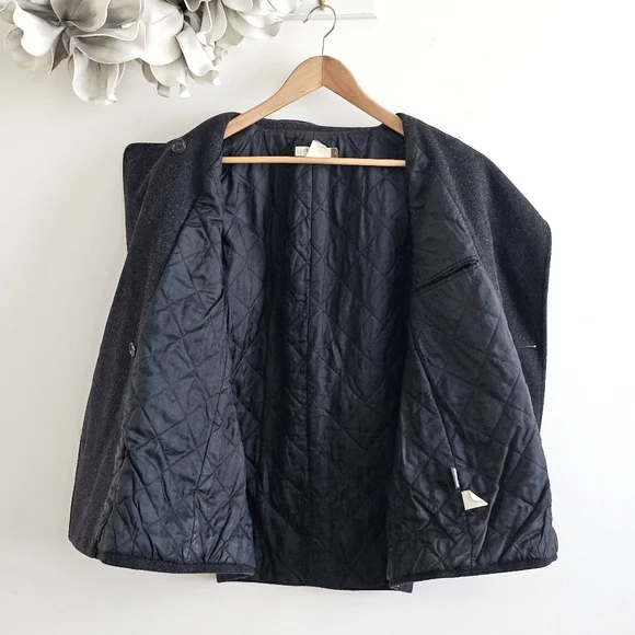 J.Crew Charcoal Wool Cashmere Peacoat Jacket Quilted Lining Womens Size M - Picture 8 of 15
